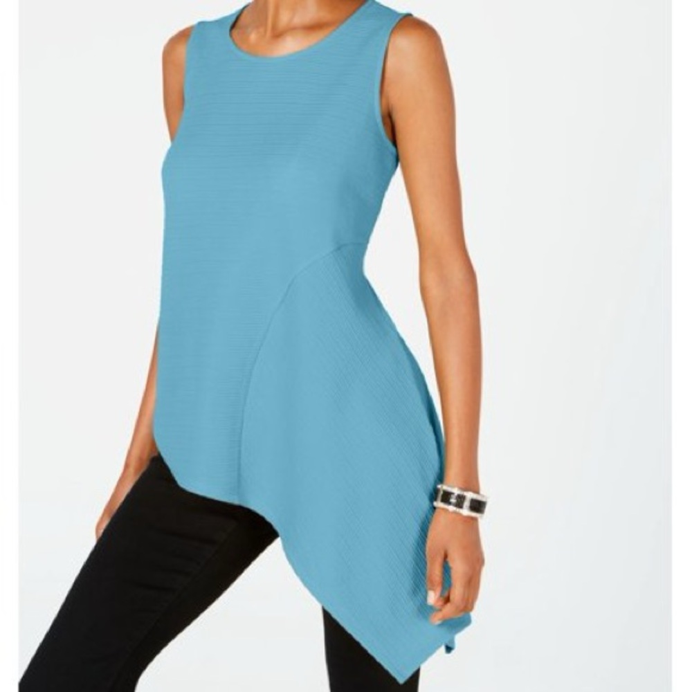 NWT Alfani Baby Blue Asymmetrical Top - Size MP